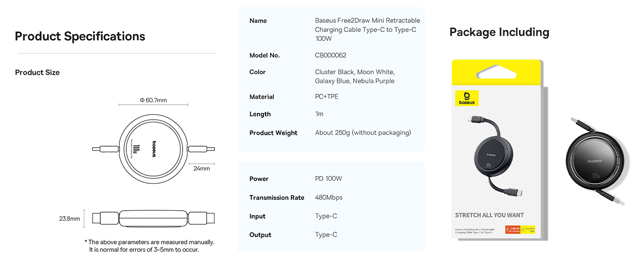 Baseus 100W Free2 Draw Mini Both